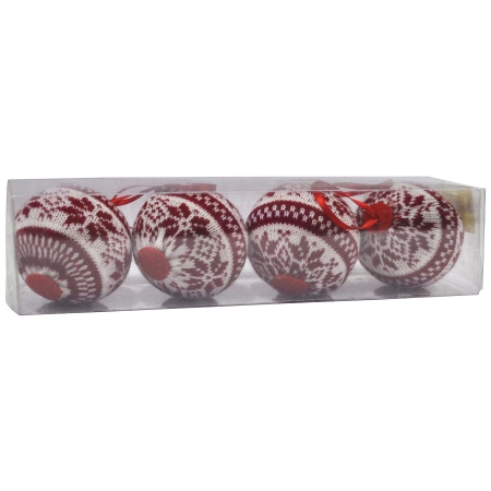 Χριστουγεννιάτικα στολίδια σετ 4 τεμαχίων κόκκινο-λευκό 6εκ EPAM 04.SC116