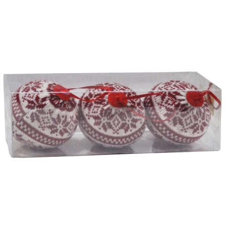 Χριστουγεννιάτικα στολίδια σετ 3 τεμαχίων κόκκινο-λευκό 7εκ EPAM 04.SC112