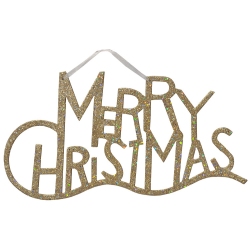 Διακοσμητικό κρεμαστό Merry Christmas χρυσό 38x0.3x20εκ EPAM ΒΑ13201/CH