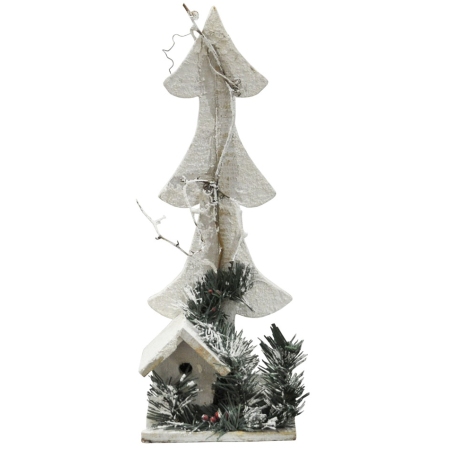 Σπιτάκι διακοσμητικό ξύλινο λευκό 18x12x50εκ Marva 601001