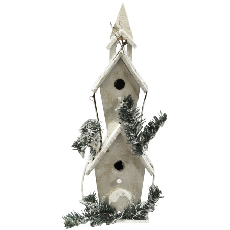 Σπιτάκι διακοσμητικό ξύλινο λευκό 23x18x60εκ Marva 601002