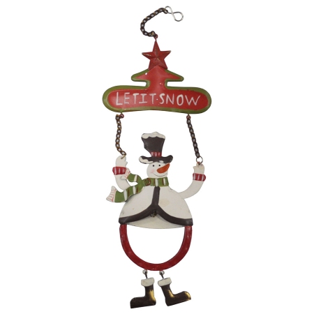 Κρεμαστό διακοσμητικό μεταλλικό κόκκινο-λευκό 10.5x0.5x33εκ Marva 617008