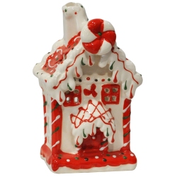 Κηροπήγιο κεραμικό Σπιτάκι λευκό-κόκκινο 10x9x17εκ Marva 100055
