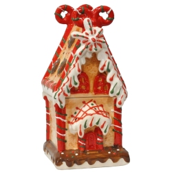 Σπιτάκι διακοσμητικό κεραμικό καφέ-λευκό 8.5x9x17.5εκ Marva 100082