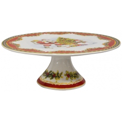 Τουρτιέρα με πόδι πορσελάνης Santa λευκό-κόκκινο 28.5x11εκ Marva 364045