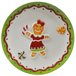 Πιατέλα κεραμική λευκό-πράσινο 23.5x2.5εκ Marva 652068