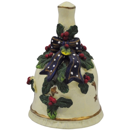 Καμπάνα διακοσμητική κεραμική Γκι μπεζ 9.5x14εκ Pol 7112005