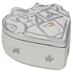 Κουτάκι διακοσμητικό κεραμικό Santa λευκό-ασημί 10.5x10.5x6.5εκ Pol 7112008