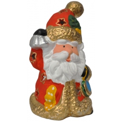 Κηροπήγιο κεραμικό Santa κόκκινο-χρυσό 10x11x18εκ Pol 7112015