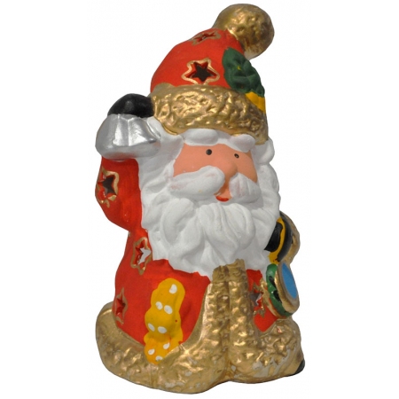 Κηροπήγιο κεραμικό Santa κόκκινο-χρυσό 10x11x18εκ Pol 7112015