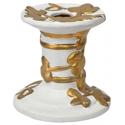 Κηροπήγιο κεραμικό λευκό-χρυσό Γκι 11x11εκ Pol 7112016