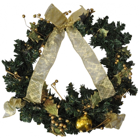 Στεφάνι διακοσμητικό πράσινο-χρυσό 45x12εκ Inart 2-75-033-0197