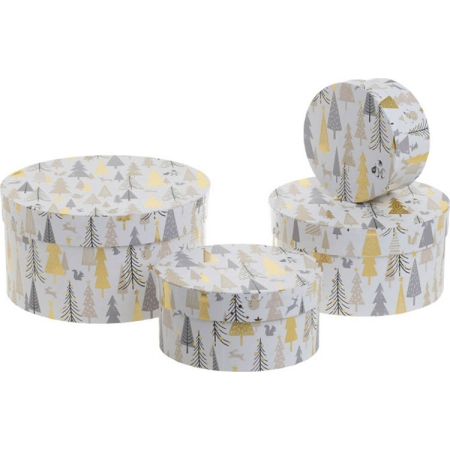 Κουτιά σετ 4 τεμαχίων Δέντρα λευκό Inart 2-70-144-0106