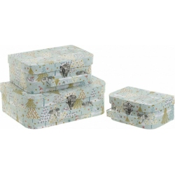 Κουτιά σετ 3 τεμαχίων Δέντρα πράσινο Inart 2-70-144-0111