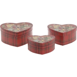 Κουτιά σετ 3 τεμαχίων Καρδιά κόκκινο Inart 2-70-144-0117