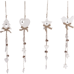 Κρεμαστό διακοσμητικό ξύλινο λευκό 60εκ Inart 2-70-146-0143