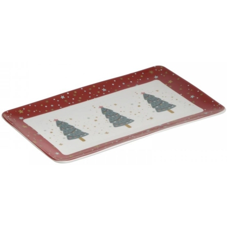 Πιατέλα πορσελάνης Xmas κόκκινο-λευκό 26x15.5x1.5εκ Click 6-60-112-0018