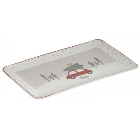 Πιατέλα πορσελάνης Santa κόκκινο-λευκό 26x15.5x1.5εκ Click 6-60-112-0018