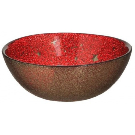 Μπωλ διακοσμητικό γυάλινο Xmas κόκκινο-χρυσό 12x4.5εκ Click 6-60-185-0023