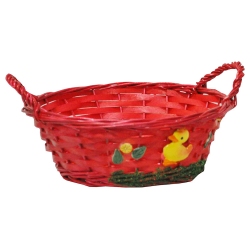 Καλάθι ψάθινο κόκκινο 29x24.5x13εκ Ra-Ba ΠΑ10208Ο