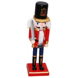 Καρυοθραύστης διακοσμητικός ξύλινος κόκκινο-χρυσό 7x7x25εκ Δωρόσημο 16876