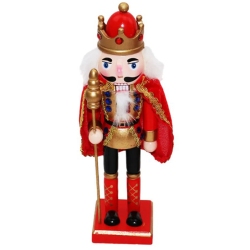 Καρυοθραύστης διακοσμητικός ξύλινος κόκκινο-χρυσό 8x8x25εκ Δωρόσημο 16878