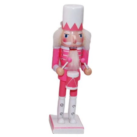 Καρυοθραύστης διακοσμητικός ξύλινος ροζ-λευκό 6x6x25εκ Δωρόσημο 16909