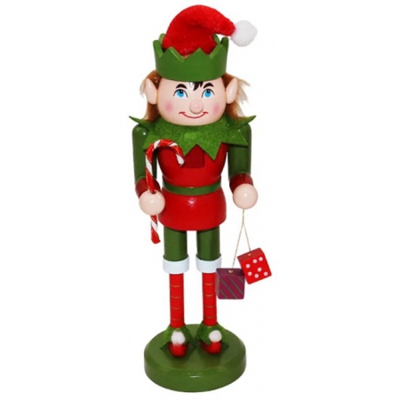 Ξωτικό διακοσμητικό ξύλινο κόκκινο-πράσινο 9x9x40εκ Δωρόσημο 16908