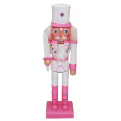 Καρυοθραύστης διακοσμητικός ξύλινος λευκό-ροζ 9x9x40εκ Δωρόσημο 16910