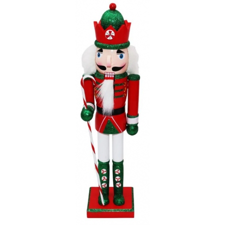 Καρυοθραύστης διακοσμητικός ξύλινος κόκκινο-πράσινο 9x9x40εκ Δωρόσημο 16881