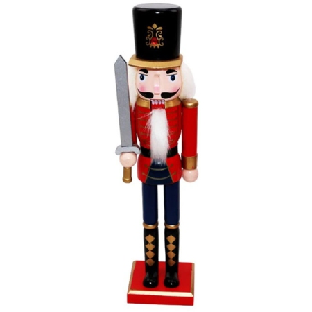 Καρυοθραύστης διακοσμητικός ξύλινος κόκκινο-χρυσό 11x11x60εκ Δωρόσημο 16889