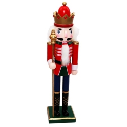 Καρυοθραύστης διακοσμητικός ξύλινος κόκκινο-χρυσό 11x11x60εκ Δωρόσημο 16889