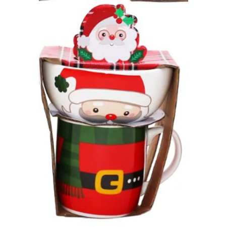 Κούπα-Μπωλ σετ 2 τεμαχίων κεραμικό Santa κόκκινο Δωρόσημο 16933