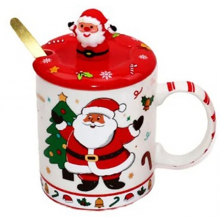 Κούπα κεραμική Xmas λευκό-κόκκινο 460cc Δωρόσημο 16798