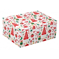 Κουτί συσκευασίας χάρτινο Xmas λευκό-κόκκινο 32.5x24.5x14.5εκ Δωρόσημο 17160-9