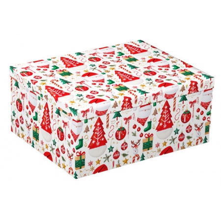 Κουτί συσκευασίας χάρτινο Xmas λευκό-κόκκινο 32.5x24.5x14.5εκ Δωρόσημο 17160-9