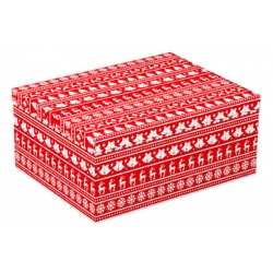 Κουτί συσκευασίας χάρτινο Xmas κόκκινο-λευκό 34x26x15.5εκ Δωρόσημο 17159-10