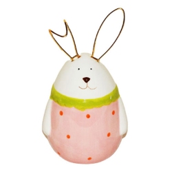 Λαγουδίνα διακοσμητική κεραμική λευκό-ροζ 9x8x16εκ Δωρόσημο 17981