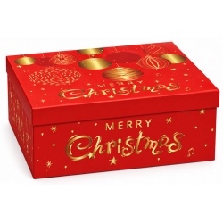 Κουτί συσκευασίας χάρτινο Merry Christmas κόκκινο-χρυσό 23x16.5x9.5εκ Δωρόσημο 19635-3