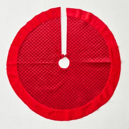 Ποδιά χριστουγεννιάτικου δέντρου υφασμάτινη κόκκινη 90εκ Eurolamp 600-44181