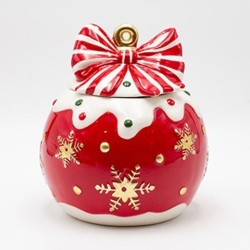 Μπισκοτιέρα κεραμική Μπάλα κόκκινο-λευκό 16x17.5εκ Eurolamp 600-47029