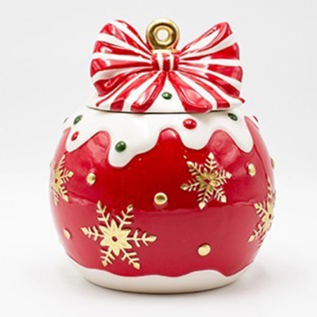 Μπισκοτιέρα κεραμική Μπάλα κόκκινο-λευκό 18.5x20.7εκ Eurolamp 600-47030