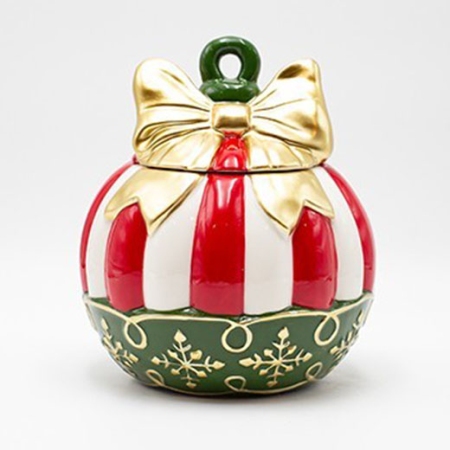 Μπισκοτιέρα κεραμική Μπάλα κόκκινο-λευκό 18.5x21.5εκ Eurolamp 600-47031