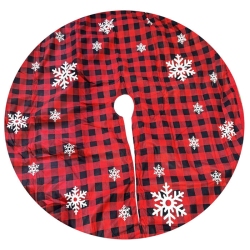 Ποδιά χριστουγεννιάτικου δέντρου υφασμάτινη Καρώ κόκκινο-μαύρο 120εκ Homie 93-3329