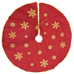 Ποδιά χριστουγεννιάτικου δέντρου υφασμάτινη κόκκινο-χρυσό 90εκ Homie 93-607