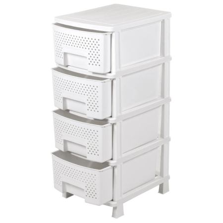 Συρταριέρα πλαστική με 4 συρτάρια Ζήβα λευκή 40x50x99.5εκ Homeplast Α00063