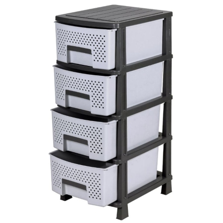Συρταριέρα πλαστική με 4 συρτάρια Ζήβα γκρι-ανθρακί 40x50x99.5εκ Homeplast Α00063