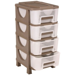 Συρταριέρα πλαστική με 4 συρτάρια καφέ-μπεζ 77εκ Homeplast Α00272