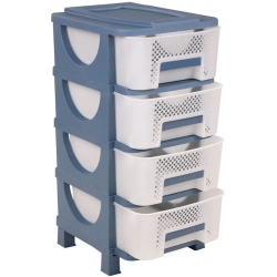 Συρταριέρα πλαστική με 4 συρτάρια μπλε ραφ 77εκ Homeplast Α00272