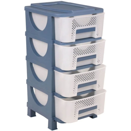 Συρταριέρα πλαστική με 4 συρτάρια μπλε ραφ 77εκ Homeplast Α00272